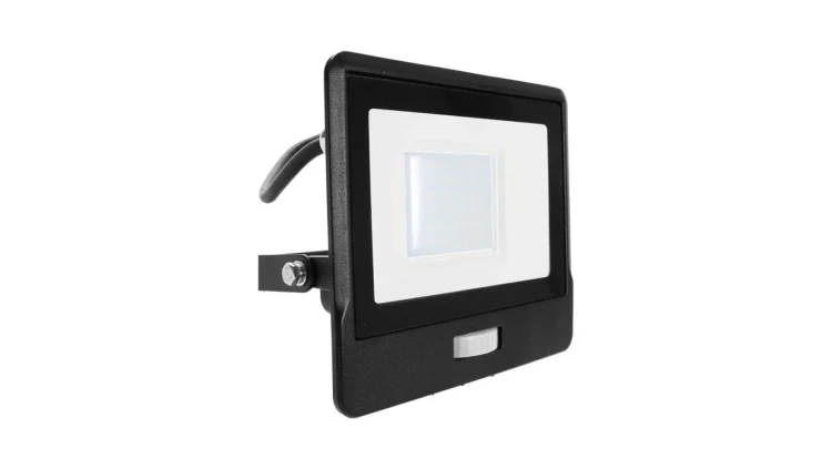 Projektor LED z czujnikiem ruchu 30W 2340lm 6500K Dioda SAMSUNG IP65 Kabel 1m Czarny 5 Lat Gwarancji 20288