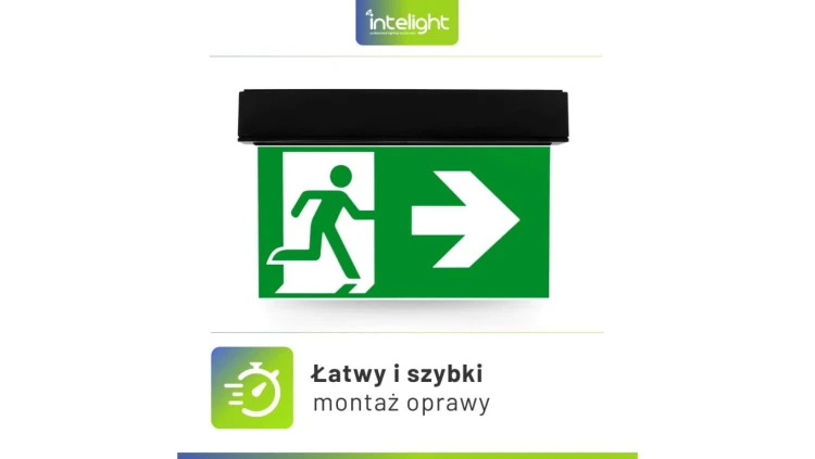 Oprawa ewakuacyjna natynkowa SUPREMA D-std M 3H AT IP54 NT BLK + (E2, E3) / 93994