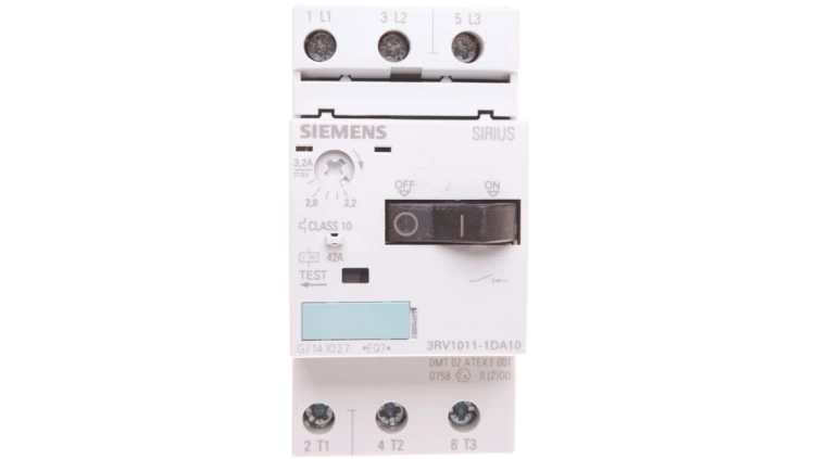 Wyłącznik silnikowy 3P 1,1kW 2,2-3,2A S00 3RV1011-1DA10