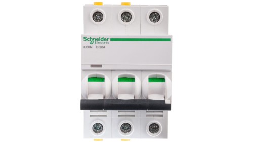 Wyłącznik nadprądowy 3P B 20A 6kA AC iC60N-B20-3 Acti9 A9F03320