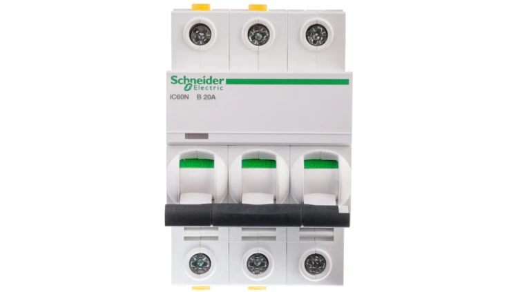 Wyłącznik nadprądowy 3P B 20A 6kA AC iC60N-B20-3 Acti9 A9F03320