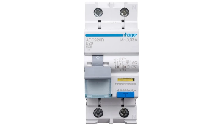 Wyłącznik różnicowo-nadprądowy RCBO 2P B20A 0,03A Typ AC ADC920D