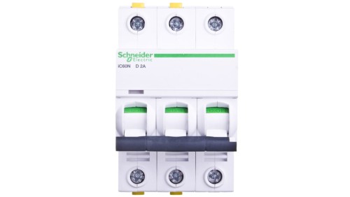Wyłącznik nadprądowy 3P D 2A 6kA AC iC60N-D2-3 Acti9 A9F05302