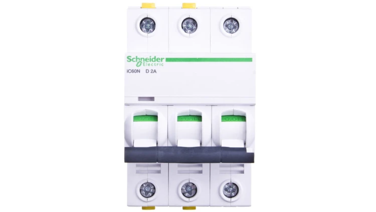 Wyłącznik nadprądowy 3P D 2A 6kA AC iC60N-D2-3 Acti9 A9F05302
