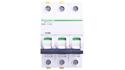 Wyłącznik nadprądowy 3P D 10A 6kA AC iC60N-D10-3 Acti9 A9F05310