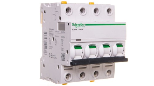 Wyłącznik nadprądowy 4P D 63A 6kA AC iC60N-D63-4 Acti9 A9F05463