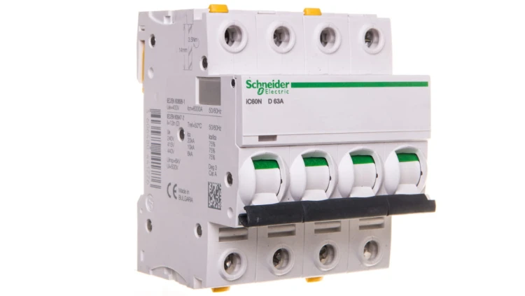 Wyłącznik nadprądowy 4P D 63A 6kA AC iC60N-D63-4 Acti9 A9F05463
