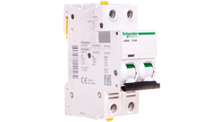 Wyłącznik nadprądowy 2P C 50A 6kA AC iC60N-C50-2 Acti9 A9F04250