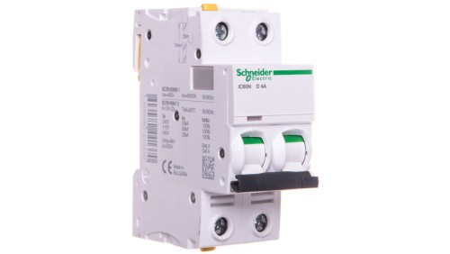 Wyłącznik nadprądowy 2P D 4A 6kA AC iC60N-D4-2 Acti9 A9F05204
