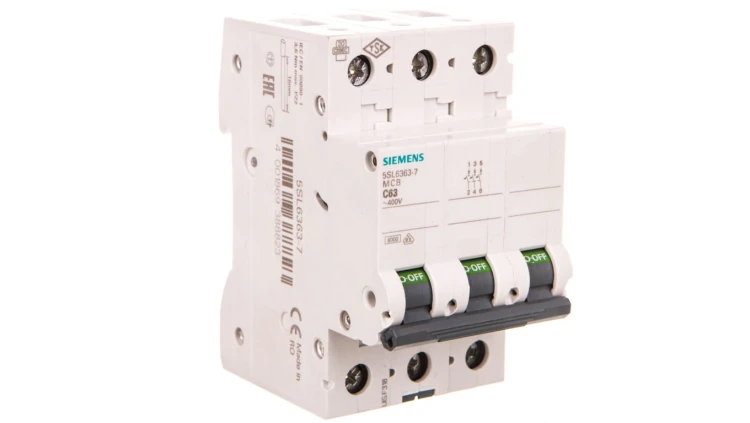 Wyłącznik nadprądowy 3P C 63A 6kA AC SENTRON 5SL6363-7
