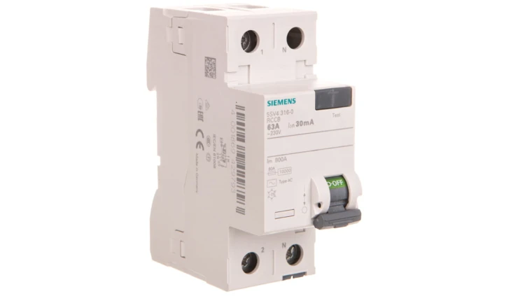 Wyłącznik różnicowoprądowy 2P 63A 0,03A Typ AC 30mA 230V 5SV4316-0