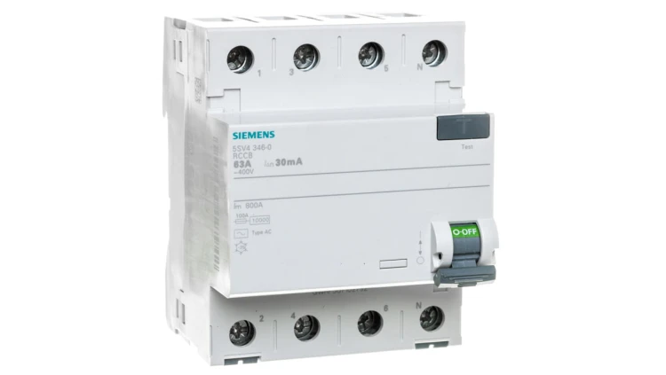 Wyłącznik różnicowoprądowy 4P 63A 0,03A Typ AC 30mA 400V SENTRON 5SV4346-0