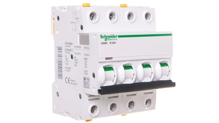 Wyłącznik nadprądowy 4P B 32A 6kA AC iC60N-B32-4 Acti9 A9F03432