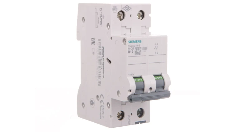 Wyłącznik nadprądowy 2P B 10A 6kA AC SENTRON 5SL6210-6