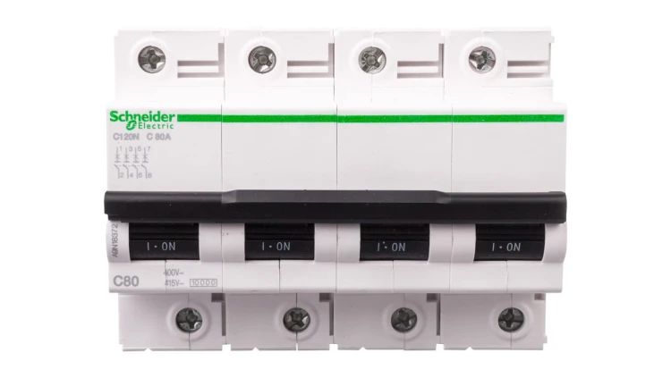 Wyłącznik nadprądowy 4P C 80A 6kA AC iC120 Acti9 A9N18372