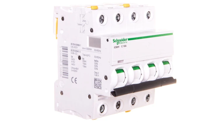 Wyłącznik nadprądowy 4P C 16A 10kA AC iC60H-C16-4 Acti9 A9F07416