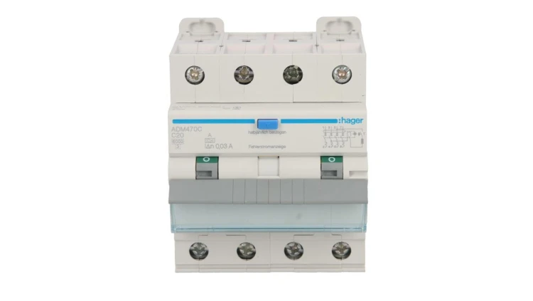 Wyłącznik różnicowo-nadprądowy RCBO 4P C20A 0,03A Typ A 6kA RCBO ADM470C