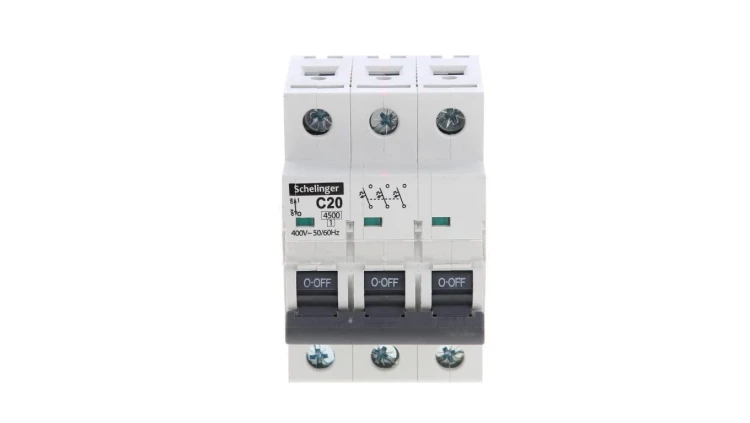 Wyłącznik nadprądowy 3P C 20A 6kA AC SCHELINGER A02-G7-3P-C20