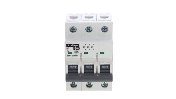 Wyłącznik nadprądowy 3P B 25A 4,5kA AC SCHELINGER A02-G7-3P-B25
