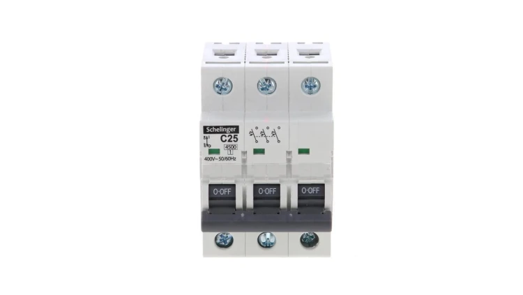 Wyłącznik nadprądowy 3P C 25A 6kA AC SCHELINGER A02-G7-3P-C25