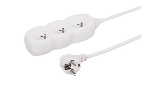 Przedłużacz 3-gniazdowy, 3m biały, 3x1,0mm OWY 34330