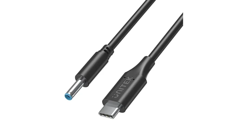 UNITEK Kabel zasilający USB-C - DC Jack 4,5x3mm 65W PD do laptopów HP 1,8m