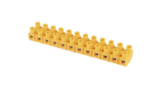 Listwa zaciskowa 12-torowa 10 mm2 z podkładką zapobiegającą przecinaniu przewodów TLZ-10 żółty A12-2351