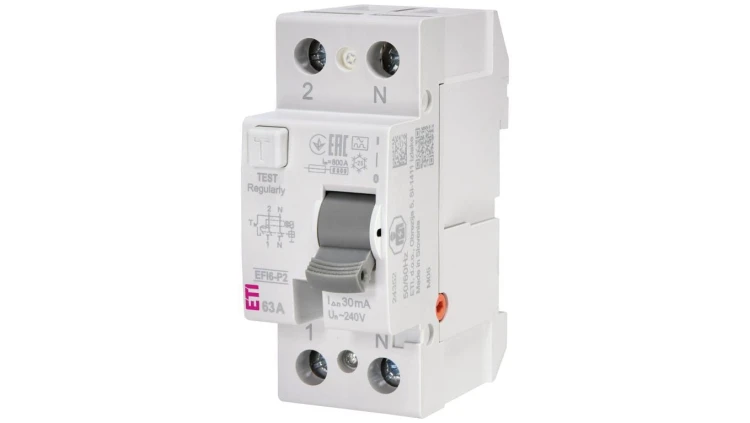 Wyłącznik różnicowoprądowy 2P 63A 0,03A typ A 6kA EFI6-P2 A 63/0.03 002061263